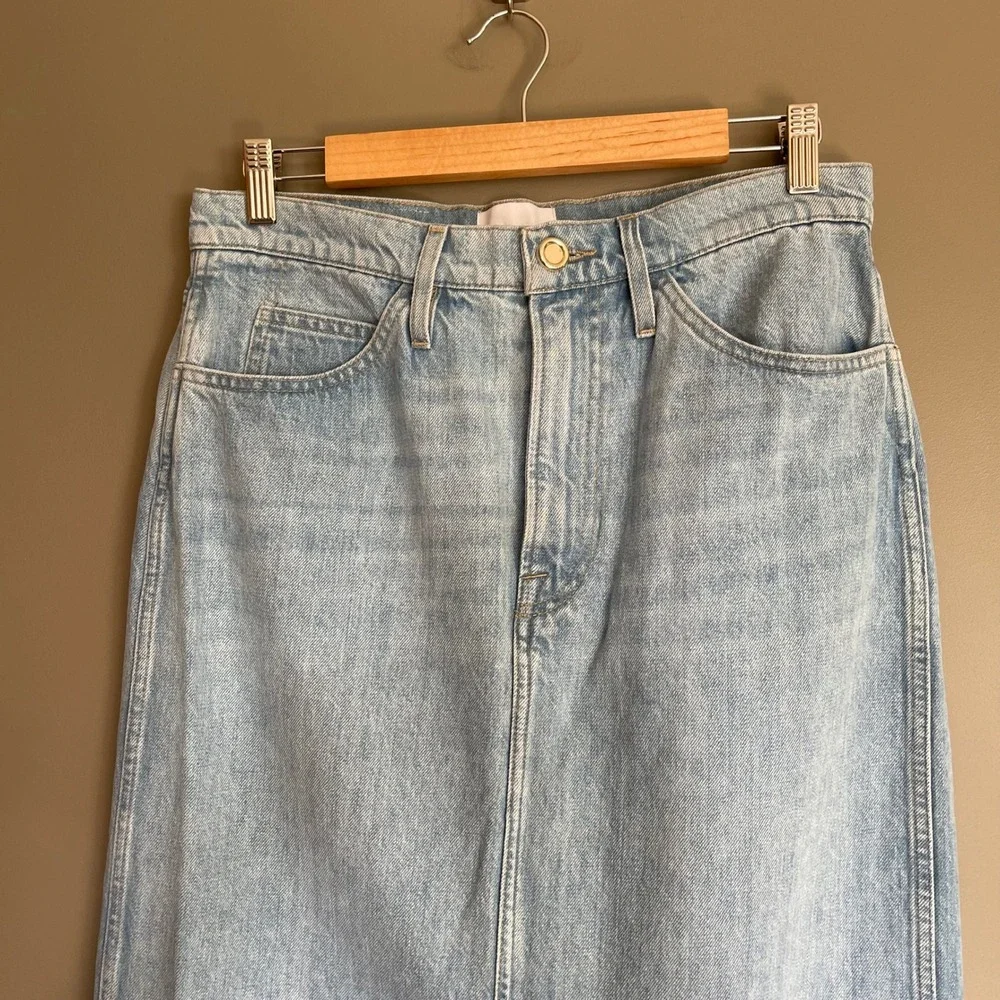 FRAME Le Italien Maxi‎ Skirt Denim Jean Skirt Size 29 Turin Wash Blue Chic Sexy